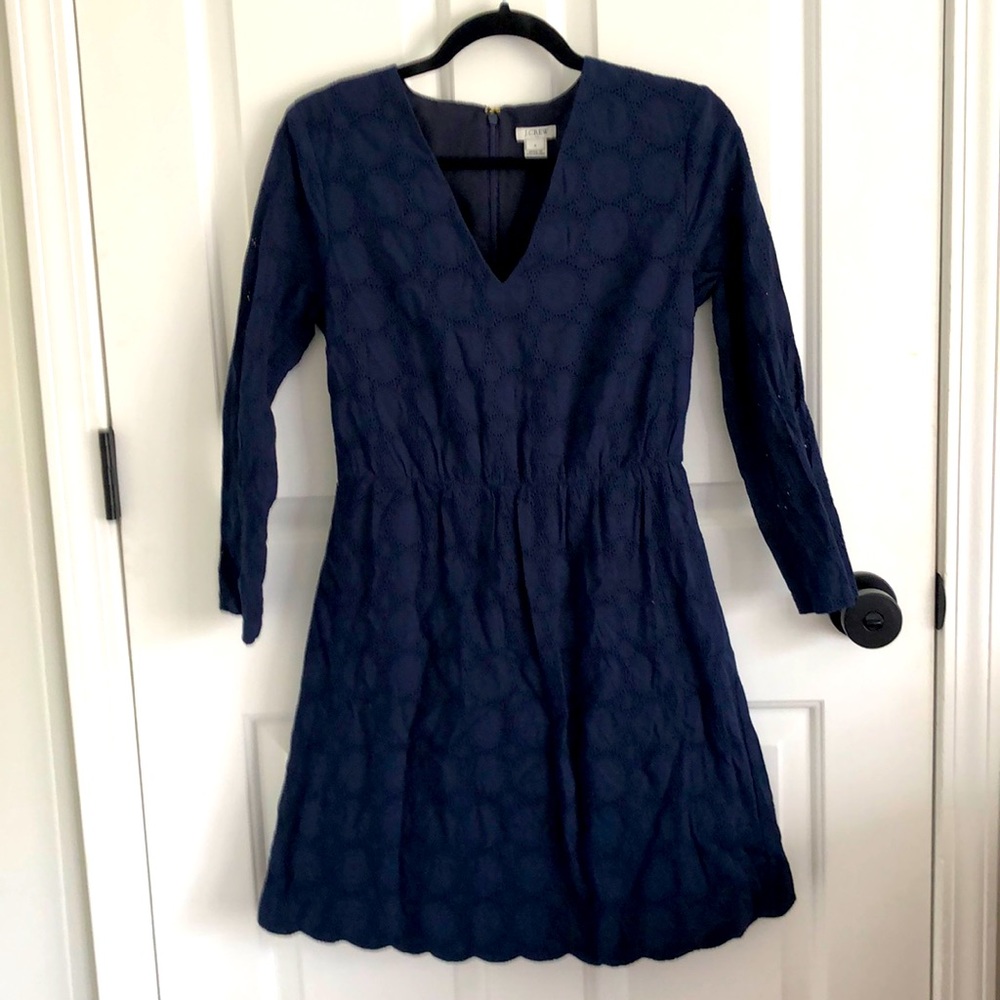 J.Crew Navy eyelet dress in size 4.